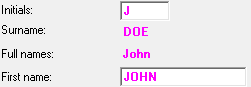 2. Initials, surname, full names and first name