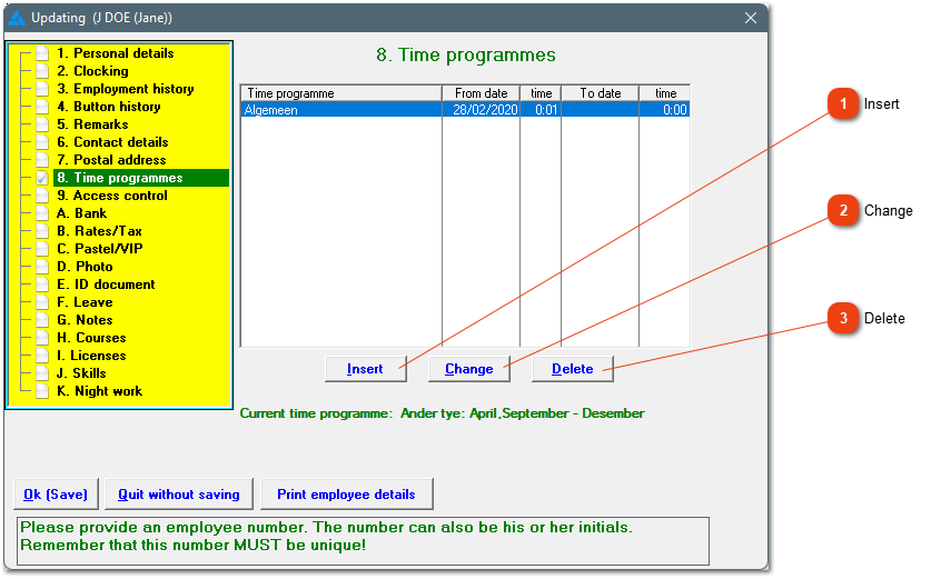8. Time programmes