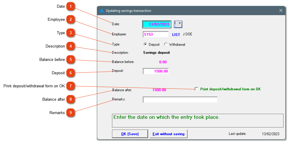 Adding savings transaction