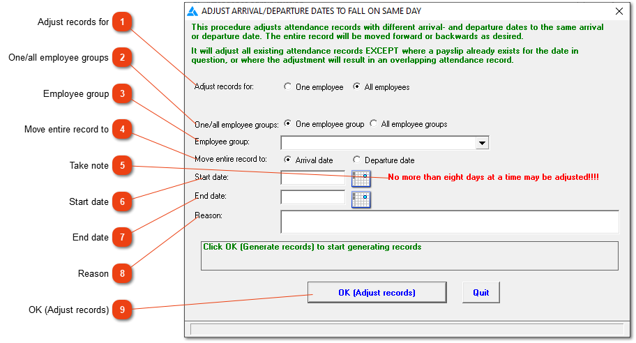 Adjust arrival/departure to same day