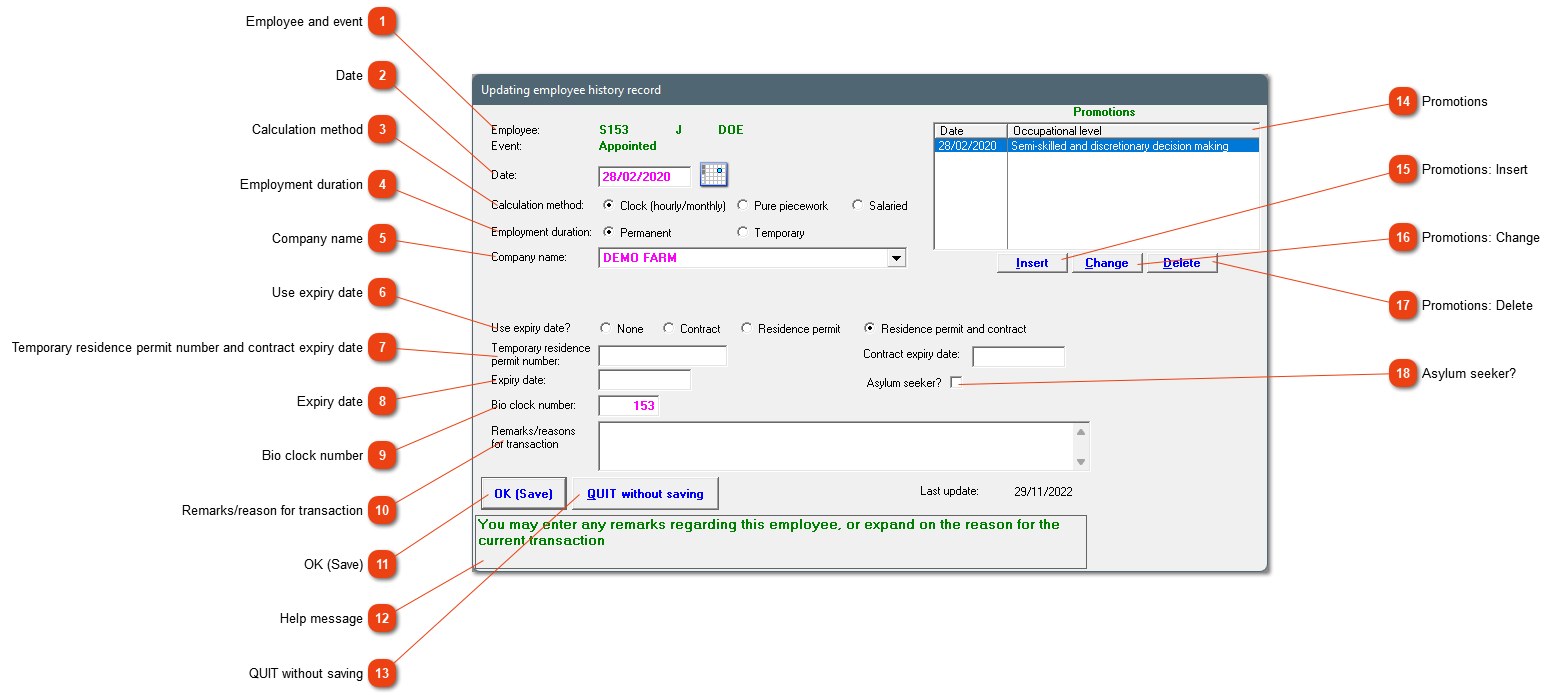 Change: Updating employee history record