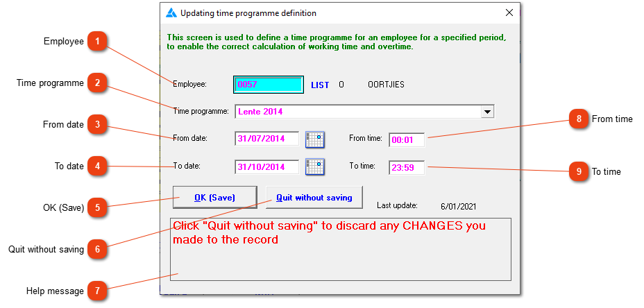Change: Updating time programme definition