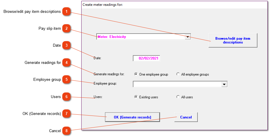 Create meter readings for: