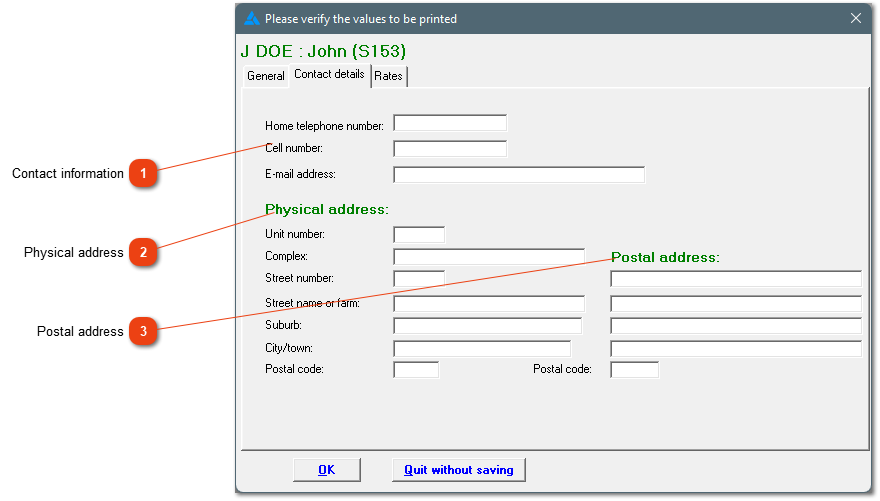 Details of employment: Contact details