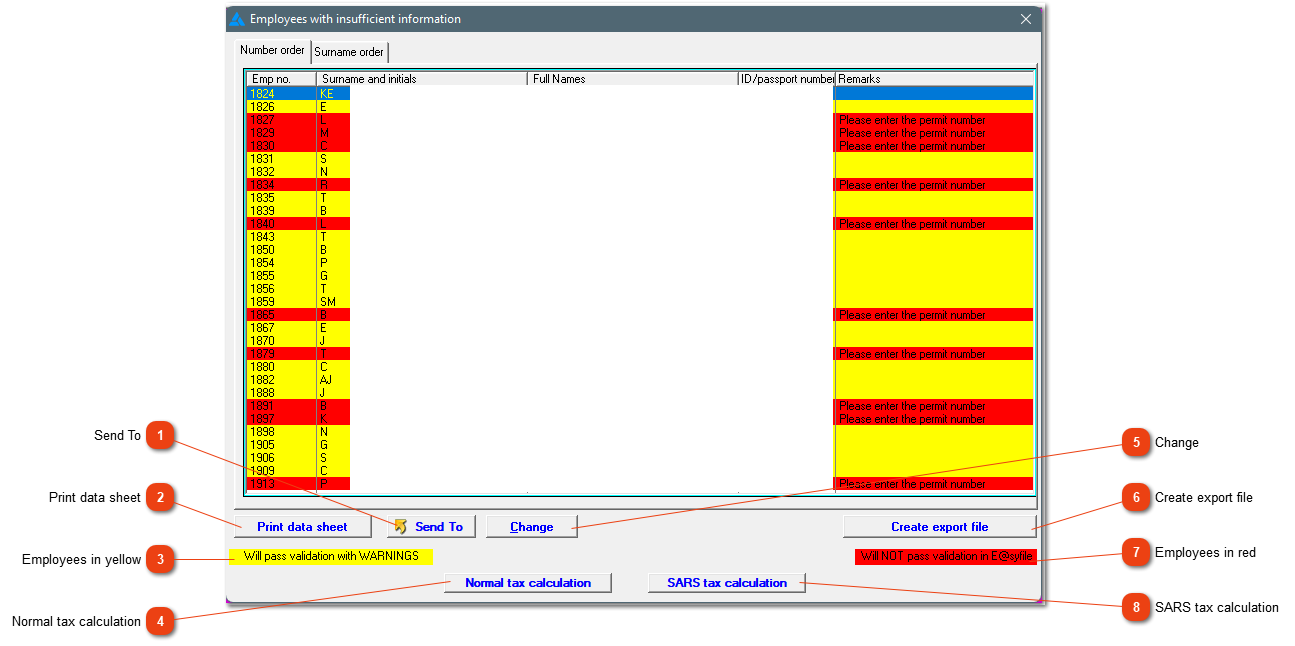 Employees with insufficient information