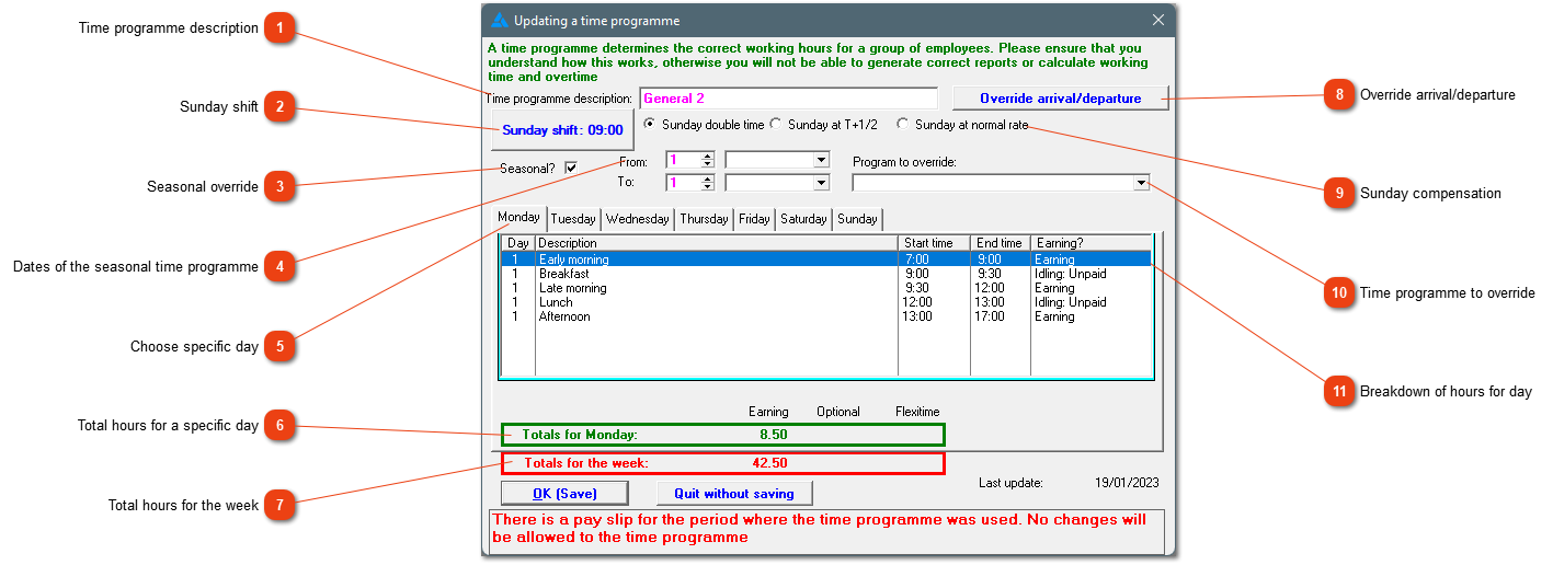 Example of a time programme