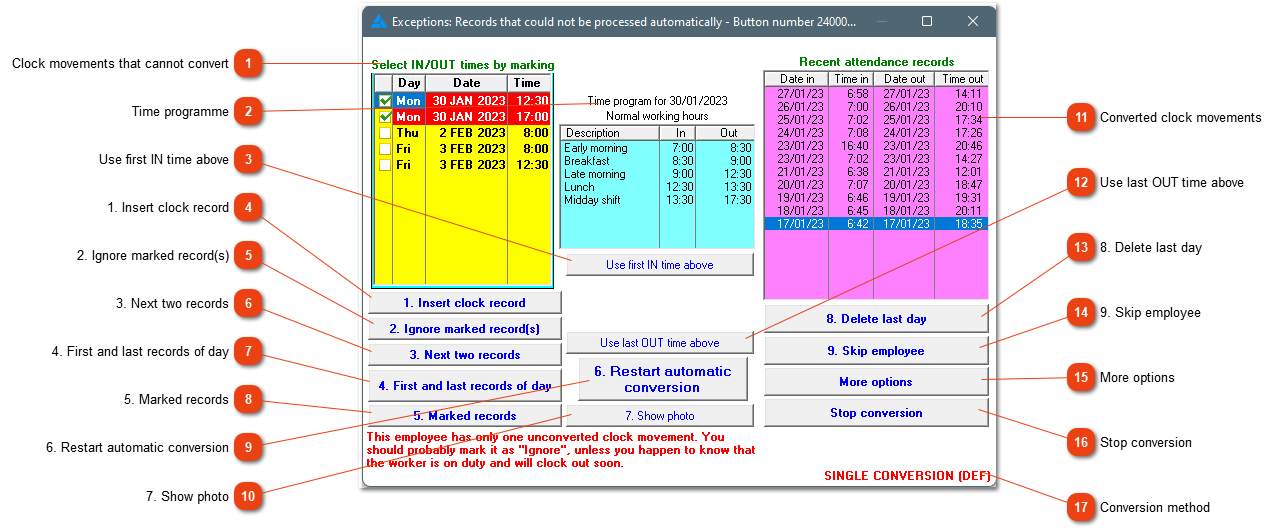 Exceptions: Records that could not be processed automatically