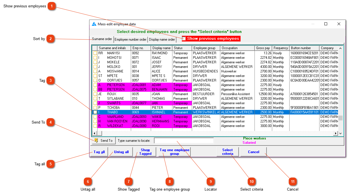 Mass-edit employee data