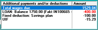 8. Additional payments and/or deductions