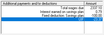 6. Additional payments and/or deductions