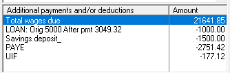 9. Additional payments and/or deductions