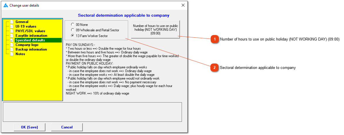 Specified defaults