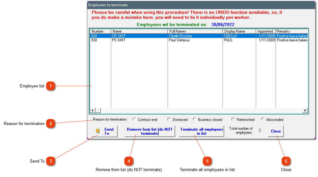 Terminate all employees in a componay/group
